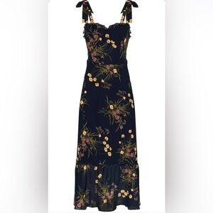 Reformation Black and Yellow Maxi Slip Dress